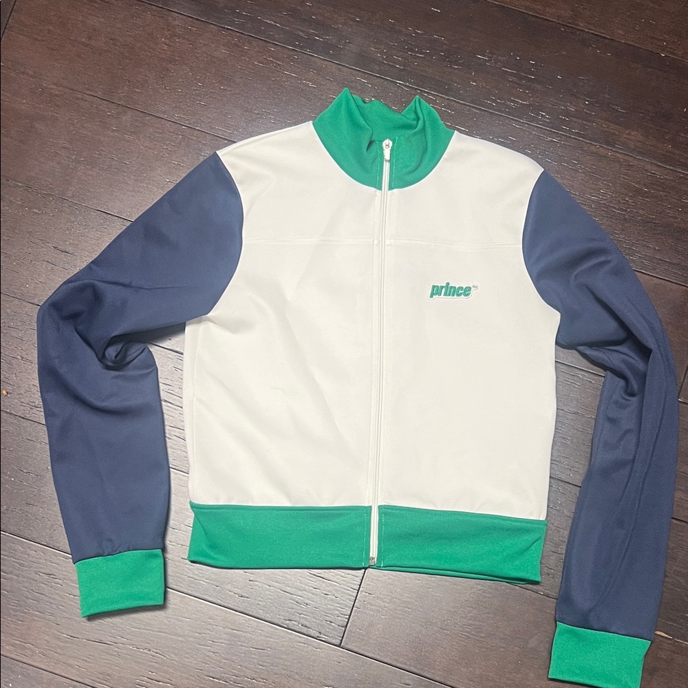 Zara Green and Blue Women's zip-up top
